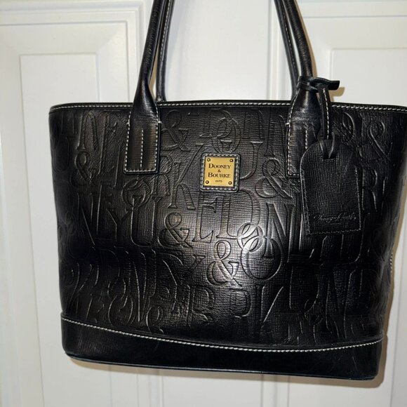Dooney & Bourke Black Retro Embossed Leather Tote - Picture 3 of 12